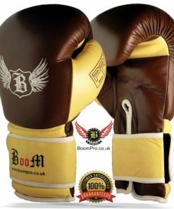 Boom Pro Leather Boxing Gloves MMA Training Punch Bag Sparring Muay Thai Mitts