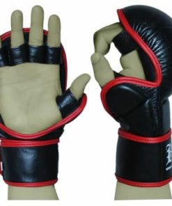Boom Pro Boxing Gloves Sparring Muay Thai Kick Punch Bag Fight MMA Training Mitts Grappling Training Ideal For Serious MMA Trainers and Professionals for Sparring and Heavy Bag Training Made up of Premium Cow Hide Leather with open palm design Provides unmatched Durability and Grappling ability, Refined glove shape for improved finger flexibility and hand protection Padded with extra-thick pre-curved high Density GEL Integrated latex foam core for the ultimate impact absorption and to protect against training injuries. Ideal for all stand up striking and grappling training. Very light weight yet. Durable design with Full wrist wrap strap and Velcro Closure System provides superior wrist support and allows more customizable non slip sung fitting Padded thumb for improved thumb protection during sparring Special Lining draws sweat away from the skin and Improves performance of the trainer. Features Made Up of Premium High Grain Cow Hide Leather. Padded with more than 1.5' GEL integrated High Density Latex Foam Core. Tough and Stain Resistant allows Easy Cleaning. Padded thumb for Extra Thumb Protection. AMARA inner lining to repel moisture and Absorbes Sweat. High density injection Molded foam core with multilayers of Gel Lining Delivers Unmatched protection during Training. Open Palm Design Improves Grappling.