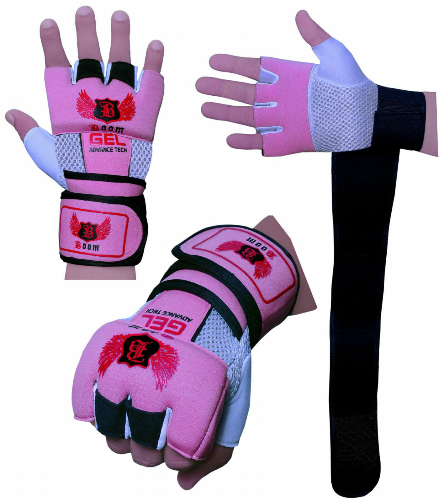 Boom Pro Boxing Neoprene GEL Gloves Wrist Support Wraps MMA Punch Bag Muay Thai Mitts-1