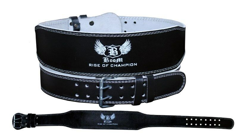 Boom Leather 4" Weight Lifting Gym Belt Training Back Support Fitness Strap - Image 9
