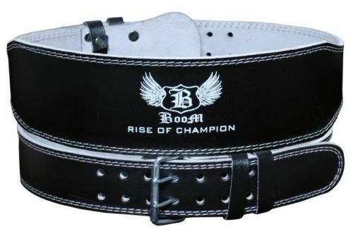 Boom Leather 4" Weight Lifting Gym Belt Training Back Support Fitness Strap - Image 11