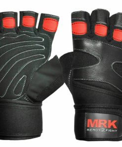 Alternative view of Boom Leather Weightlifting Gym Gloves Training Body Building Wrist Straps UK