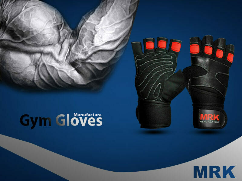 Boom Leather Weightlifting Gym Gloves Training Body Building Wrist Straps UK - Image 4