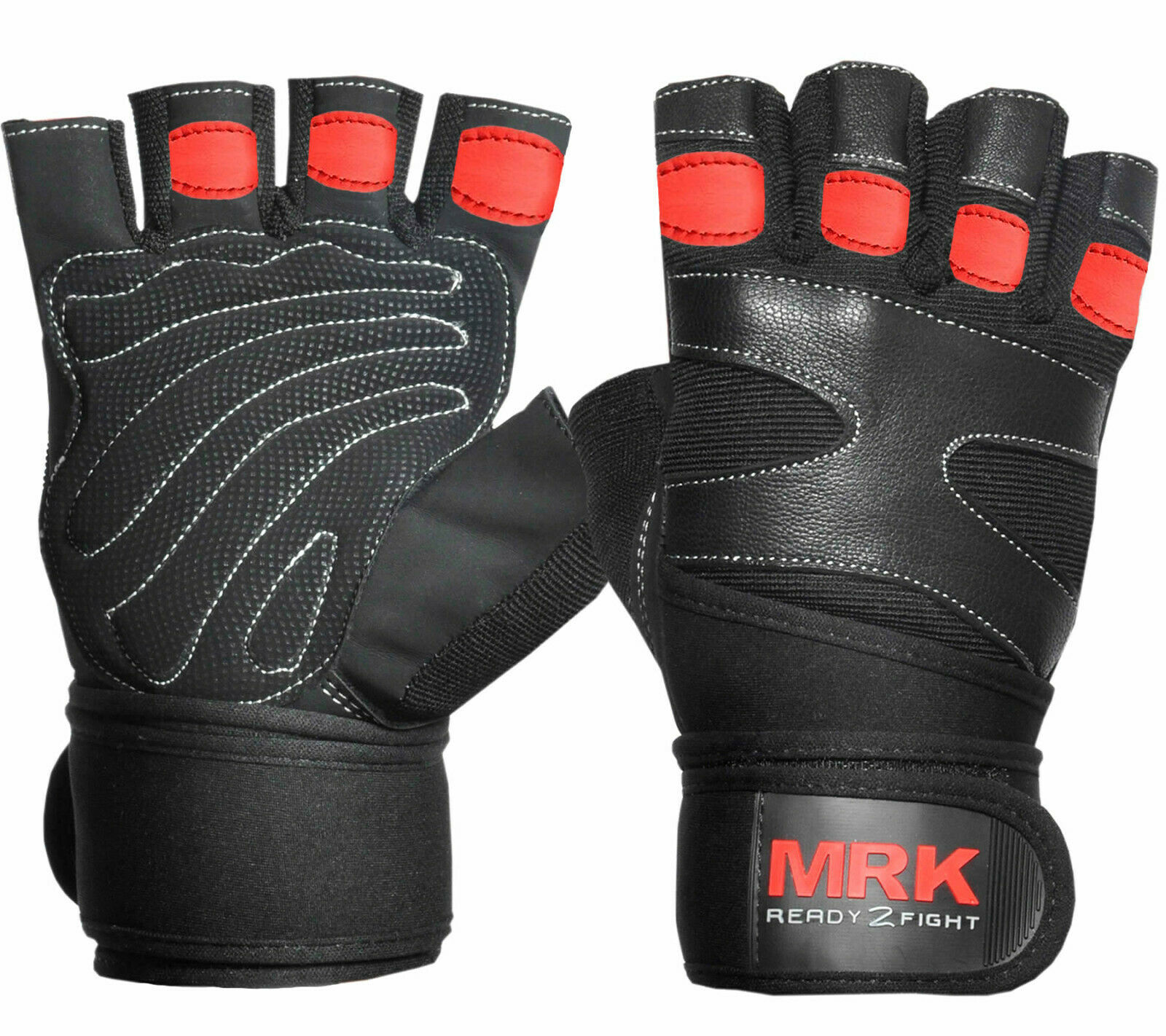 Boom Leather Weightlifting Gym Gloves Training Body Building Wrist Straps UK - Image 9
