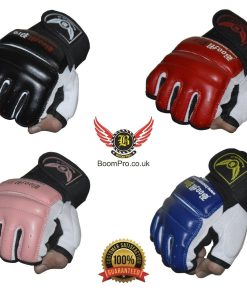 Boom Pro Leather Punch Bag Gloves Combat MMA Gel Boxing Martial Art Training Gym